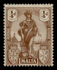 MALTA GV SG123, ¼d brown, M MINT. 