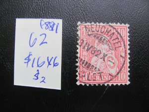 SWITZERLAND 1881 USED SC 62 VF/XF $16 (185)