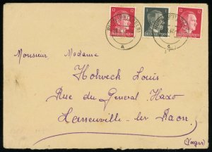 France German Occupation Russ Unterels Cover to La Neuveville-lès-Raon 1942 WWII