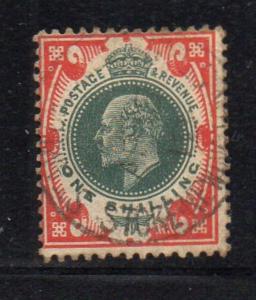 Great Brirain Sc 138 1902 1/ carmine & dull green Edward VII stamp used