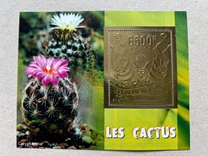 Stamps. Plants, Cactus 2023 year 5 blocks Foil Gold. perforated NEW