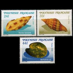 FR.POLYNESIA 1988 - Scott# 492-4 Seashells Set of 3 NH