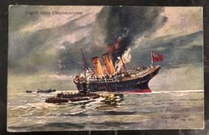 1916 Austria Kuk Feldpost Navy Picture Postcard Cover PPC U Boat Attack