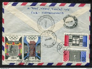 d263 - CZECHOSLOVAKIA 1969 Registered Cover to Tasmania Australia CUSTOMS Olympi