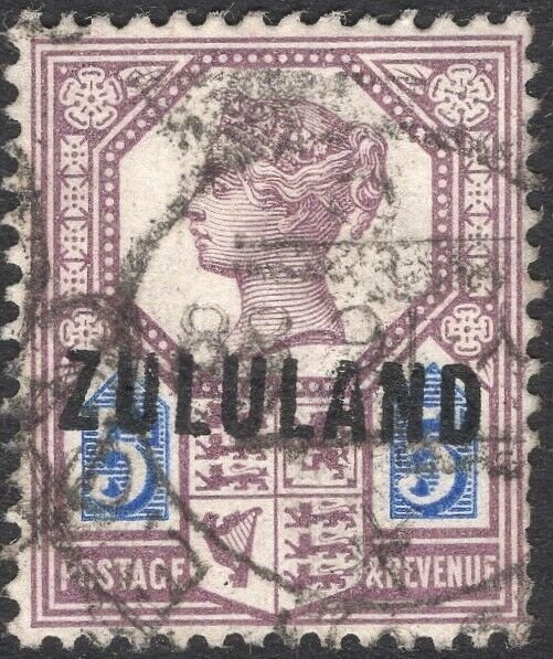 ZULULAND-1893 5d Dull Purple & Blue Sg 7 GOOD USED V50116