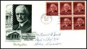 US 1062 George Eastman Block of Four Artmaster Pen FDC