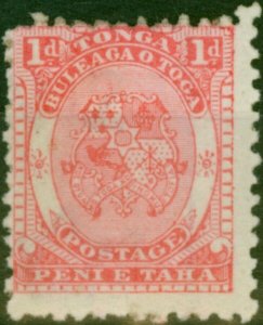 Tonga 1892 1d Pale Rose SG10 Fine MM