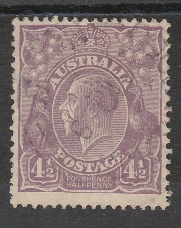 AUSTRALIA 1926 KGV 41/2D SMALL MULTI WMK PERF 13.5 X 12.5 USED