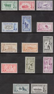 FALKLAND ISLANDS 1952 ½d-£1 George VI; Scott 107-20, SG 172-85; MNH