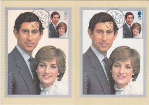 GB 1981 Diana / Charles Wedding pair of Maximum Cards - first day cancel....Z247