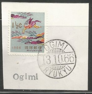 RYUKYU  OGIMI  POSTMARK ON PIECE