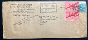 1945 US Army Fore Post Office 407 Official Businesses Cover To Chicago IL Usa