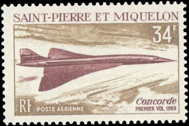 St. Pierre & Miquelon #C40, Complete Set, 1969, Aviation - Airplanes, Never H...