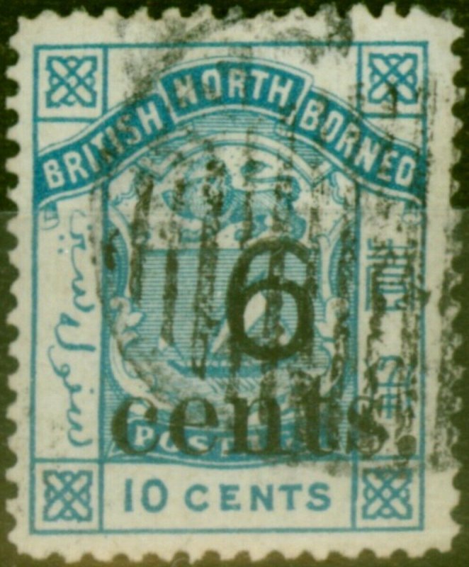 North Borneo 1891 6c on 10c Blue SG56 Fine Used