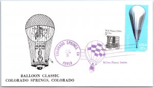 US SPECIAL EVENT CACHET COVER HOT AIR BALLOON FESTIVAL COLORADO SPRINGS 9/5/88