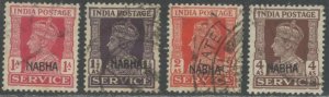INDIA-Nabha State Sc#O44-O47 1943 Ovpt. on 1a-4a KGVI Used