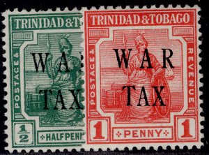 TRINIDAD & TOBAGO GV SG179-180, 1917 WAR TAX set, M MINT.