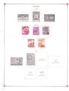 Collection Korea Scott Album Pages, 1949/1970, Cat $274 Mint & Used