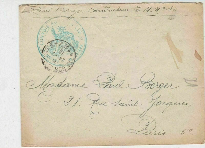 France WW1 French Military 1916 Tresor Et Postes Slogan No 127 Cover Ref 30979