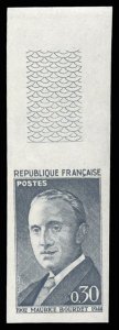 France, 1950-Present #1021 (YT 1329) Cat€19.25, 1962 Bourdet, imperf. sheet...