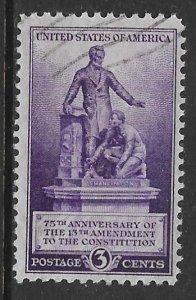 USA 902: 3c Emancipation Monument; Lincoln and Kneeling Slave, used, F-VF