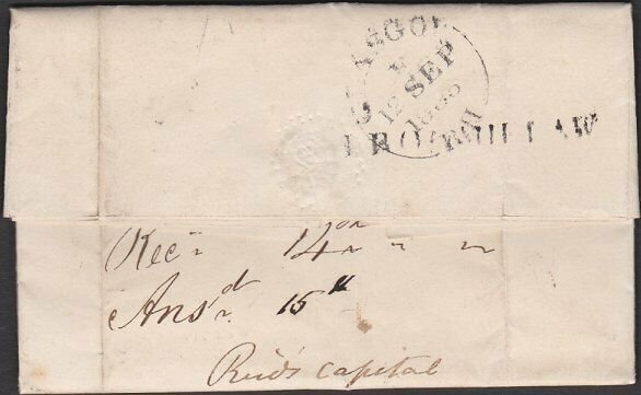 GB SCOTLAND 1835 Entire ex Glasgow BROOMIELAW receiving office..............T943