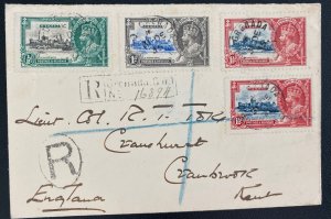 1935 Grenada Registered cover to Kent England King George V Jubilee Stamps