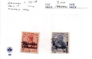 Germany Offices Morocco, Postage Stamp, #47-48 Used, 1911 (AF)