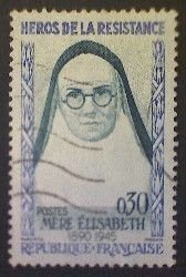 France, Scott #993, used (o), 1961, Resistance Hero: Mere Elisabeth, 30cts