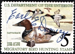 RW42 $5.00 Canvasbacks Duck Stamp (1975) Signed