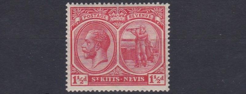 ST KITTS  1921 - 29   S G  40    1 1/2D   RED     LMH  