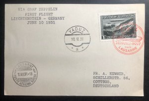 1931 Vaduz Lichtenstein Graf Zeppelin LZ 127 cover to Cottbus Germany # C7