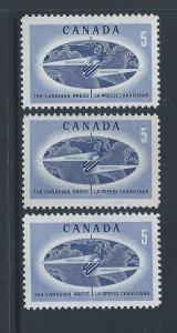 Canada #473 #473i #473ii Singles Set Paper Varieties MNH50