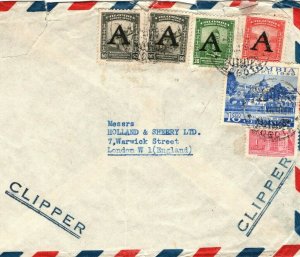 Colombia *A* OVERPRINTS Bogota CLIPPER Airmail Cover London AVIATION 1950 AD54