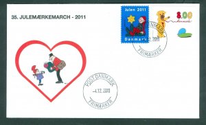 Denmark Cover. 2011 Postman “Christmas Seal Walk # 35.8 Kr.Santa, Star, Spruce.