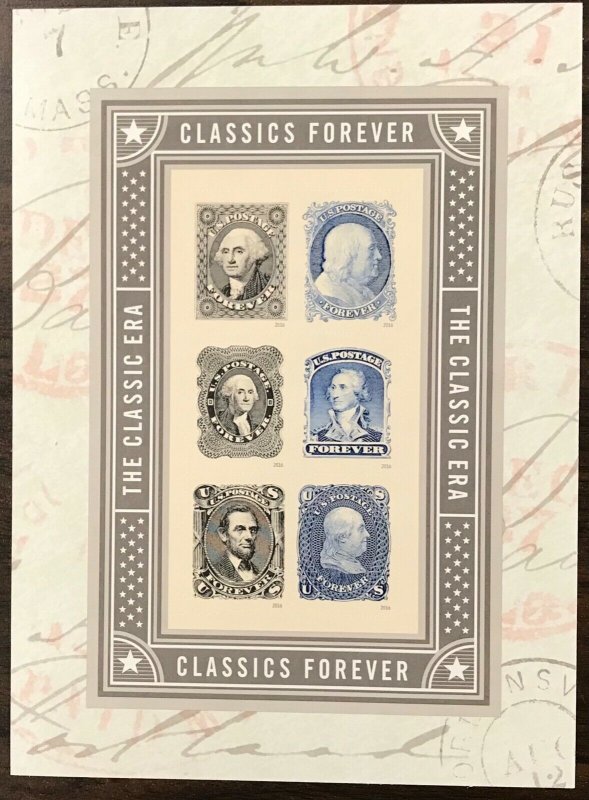 5079     Classic U.S.Stamps    MNH Forever S/S sheet of 6    FV $3.30    In 2016