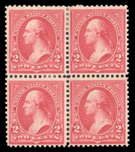 United States, 1894-95 #267 Cat$24, 1895 2c carmine, block of four, hinge rem...