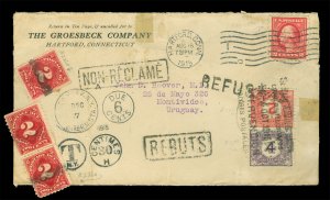 US 1915 POSTAGE DUES (US+URUGUAY) very interesting cover REFUSED/REBUTS & others