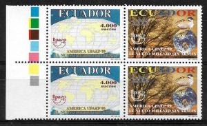 ECUADOR 1999 UPAEP AMERICA  MILLENIUM WITHOUT ARMS BLOCx4YV 1473-4 Mi 2448-9 MNH