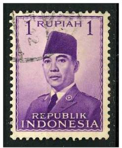 Indonesia 1951 - Scott 387 used - 1r, President Sukarno
