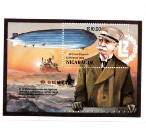 Nicaragua 1994 - Airplanes - Zeppelin - Souvenir Stamp Sheet - Scott #1990 - MNH