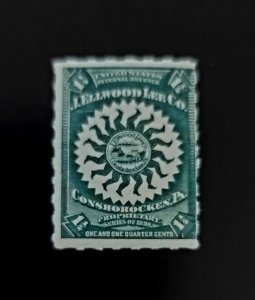 1898 J. Ellwood Lee Co. 1 1/4c U.S. Revenue RS292 Private, Proprietary, Mint H