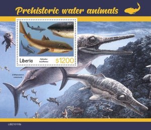 Liberia 2021 MNH Dinosaurs Stamps Prehistoric Water Animals Ichthyosaurus 1v S/S