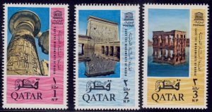 Qatar, 1965, Nubian Monuments Preservation, sc#47-49, MLH**