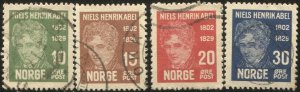 NORWAY 1929 Sc 145-148  Niels Henrik Abel Used set of four, VF