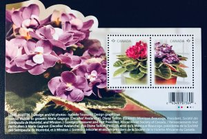 Canada #2376 P rate African Violets Souvenir Sheet (2010). MNH