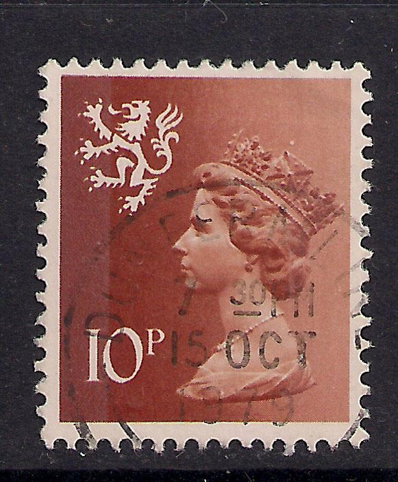 Scotland GB 1976 QE2 10p Orange Brown Machin used  SG S 29.( B985 )