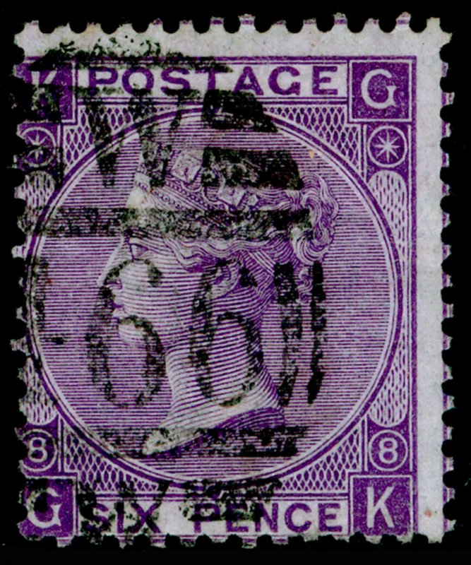 SG108, 6d dull violet plate 8, USED. Cat £90. GK