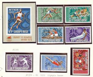 Albania Shqiperise Scott 1374-81 Munich Olympics MNH**