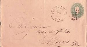 United States California Santa Maria 1893 circular grid  Postal Stationery En...